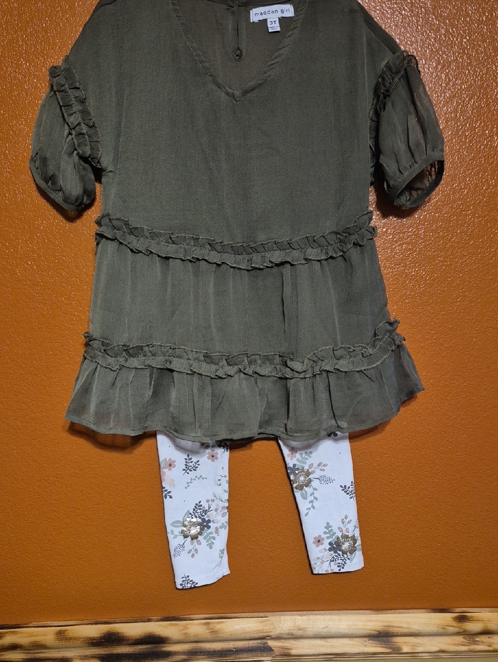 Madden Girl Olive Green Ruffle Tunic, With Matching Leggings.